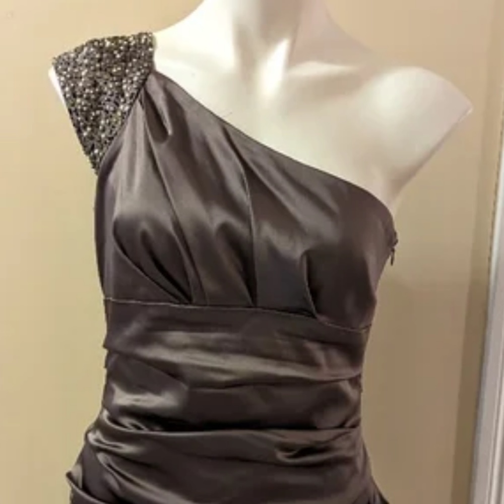 Suzy Chin for Maggy Boutique One Shoulder Satin Rouched Dress